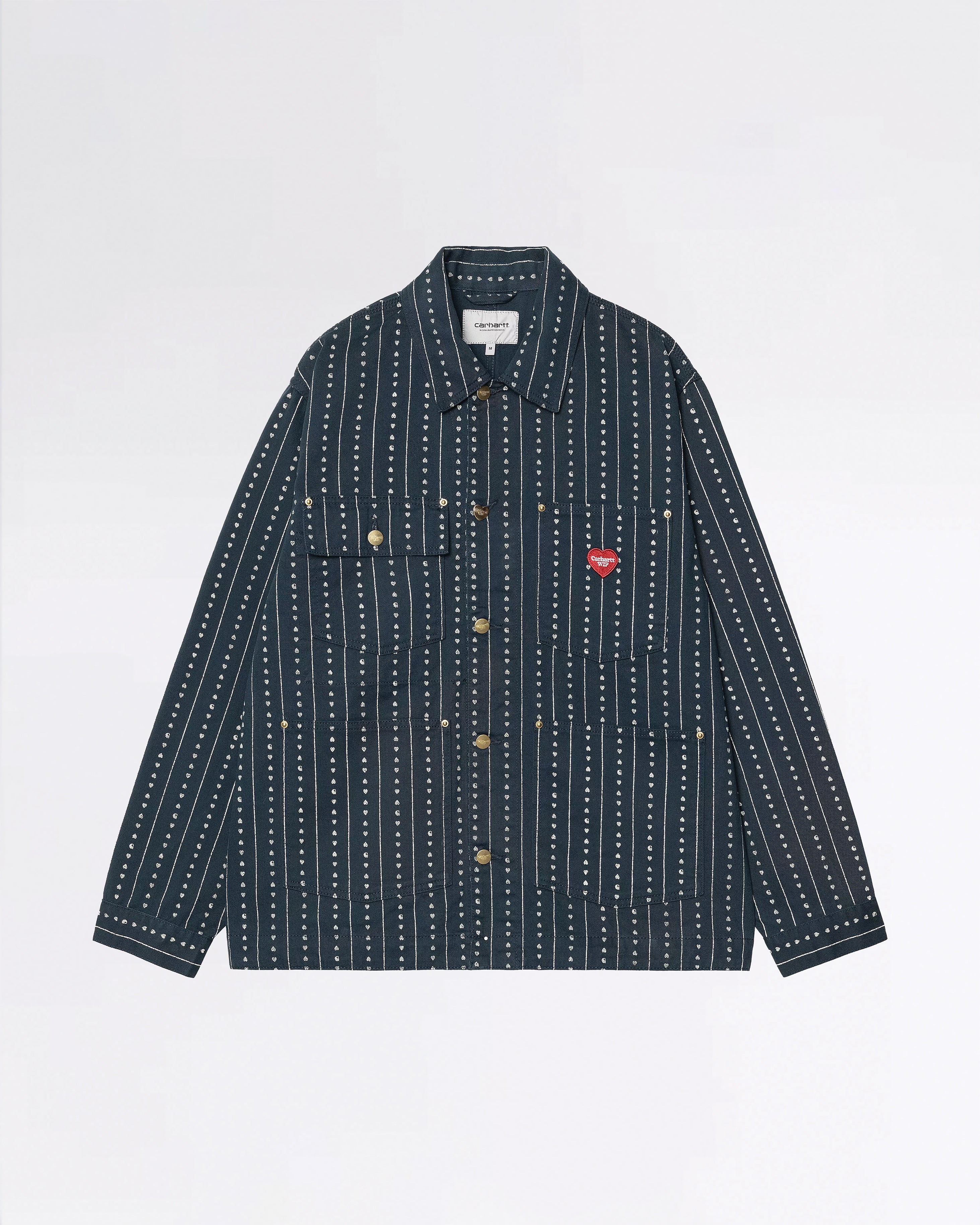 DREWE CHORE COAT HEART C PINSTRIPE, INK/NATURAL